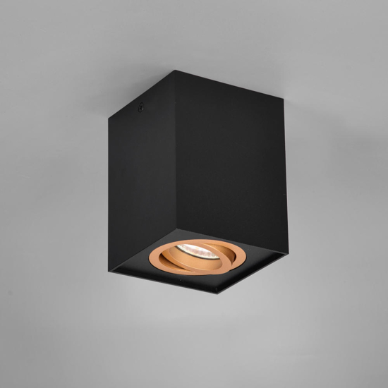 Faretto da soffitto orientabile cubo nero oro