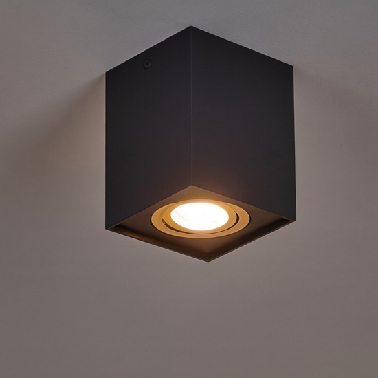 Faretto da soffitto orientabile cubo nero oro