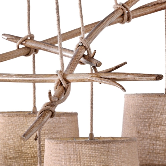 Lampadario rami di legno per soggiorno