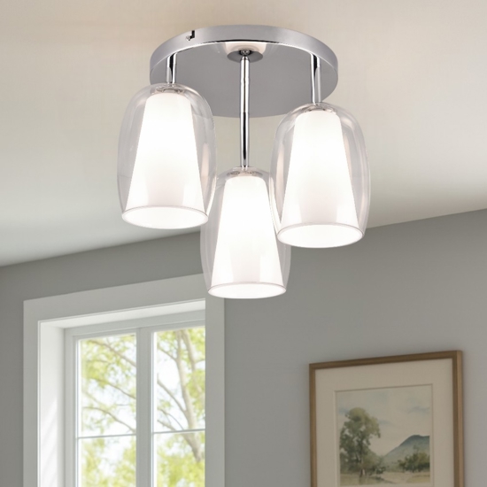Plafoniera moderna 3 luci colore cromo per salotto