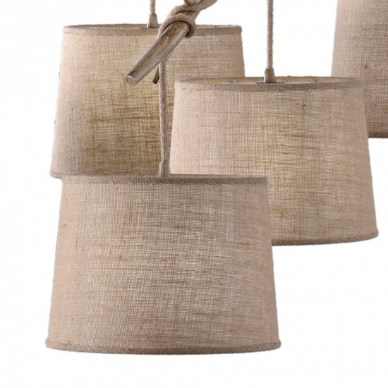 Lampadario 3 luci rami di legno per soggiorno