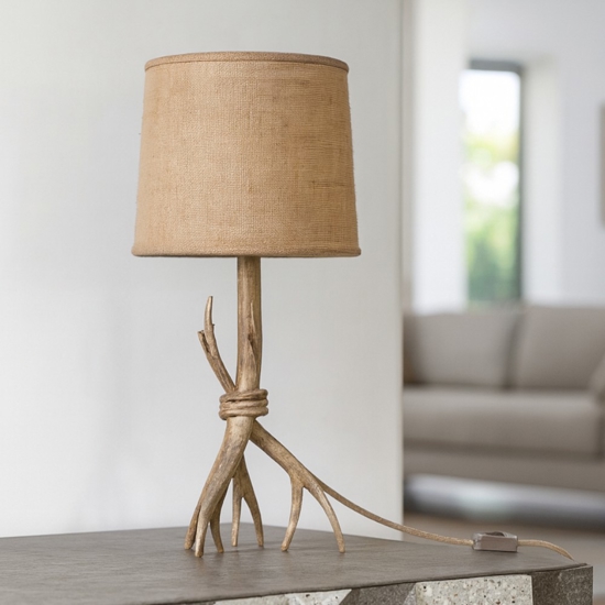 Lampada da tavolo per chalet casa montagna di legno
