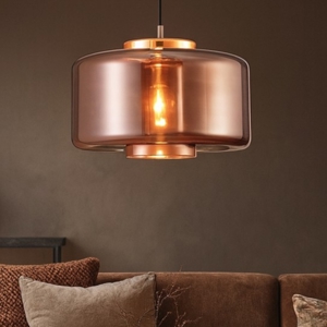 Lampadario moderno per soggiorno vetro rame