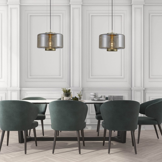 Lampadario moderno per soggiorno vetro bronzo