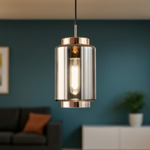 Lampada a sospensione in vetro rame design moderna