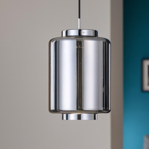 Lampada a sospensione design vetro cromo grafite