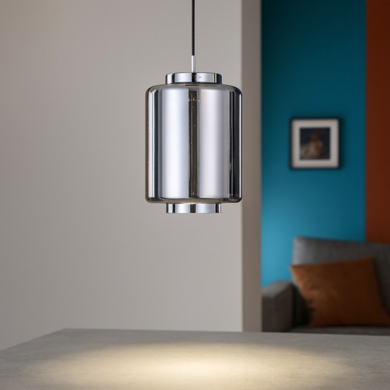 Lampada a sospensione design vetro cromo grafite