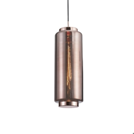 Lampada a sospensione design moderno cilindro vetro rame