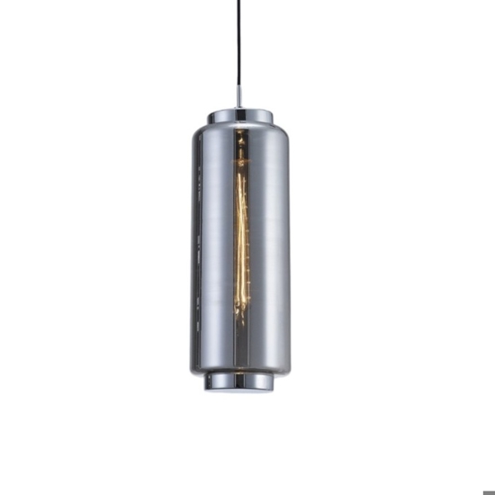 Lampada a sospensione per cucina cilindro vetro cromo grafite