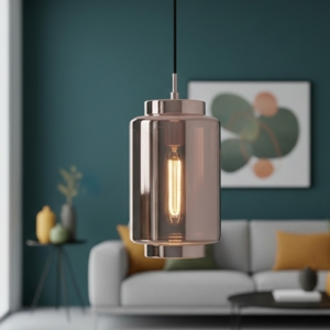Lampada in vetro cilindro rame trasparente per camera da letto