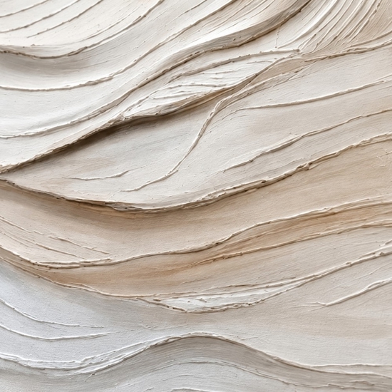 Coppia di quadri astratti moderni pittura materica su tela per soggiorno bianco beige