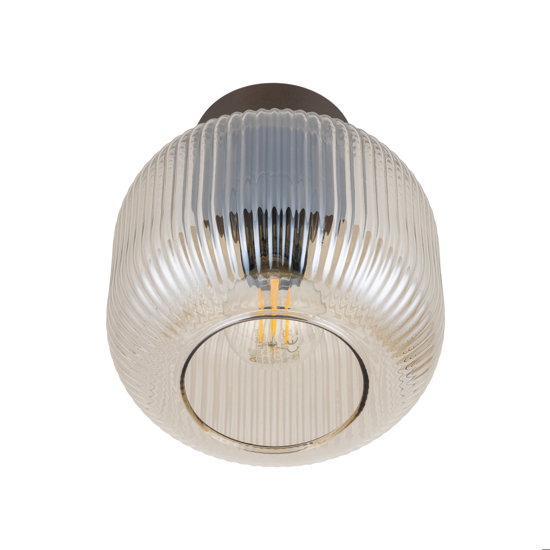 Piccola plafoniera da soffitto sfera di vetro rigato cognac trasparente