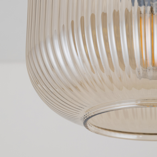 Piccola plafoniera da soffitto sfera di vetro rigato cognac trasparente