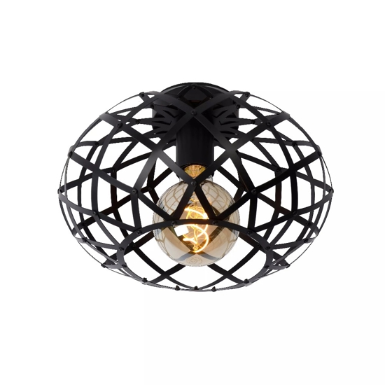 Plafoniera da soffitto cesto intreccio di metallo nero