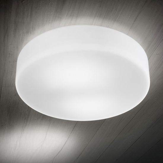 Plafoniera tonda 40cm vetro bianco fabas luce graff e27