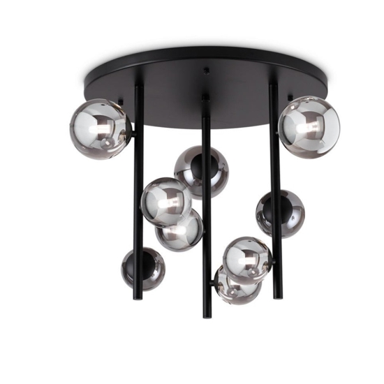 Ideal lux perlage pl9 plafoniera grigio fumo 9 sfere vetro