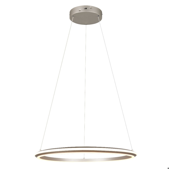 Lampadario anello 75cm nickel led dimmerabile per soggiorno