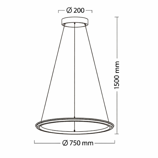 Lampadario anello 75cm nickel led dimmerabile per soggiorno cct 2300k-4000k