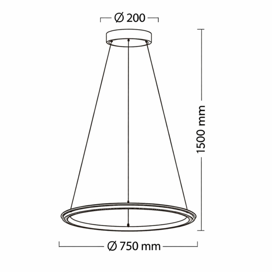 Lampadario anello 75cm nickel led dimmerabile per soggiorno