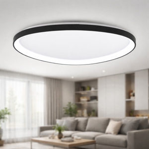 Plafoniera quirk nera 80cm fabas luce moderna led 75w 2700k 3200k 4000k