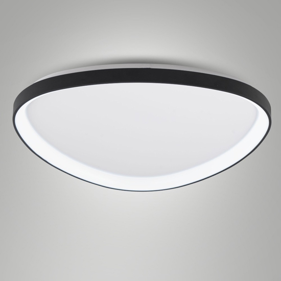 Plafoniera quirk nera 80cm fabas luce moderna led 75w 2700k 3200k 4000k
