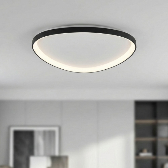 Plafoniera quirk nera 80cm fabas luce moderna led 75w 2700k 3200k 4000k