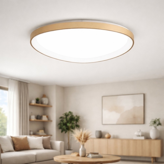 Plafoniera quirk ottone satinato led 56w 2700k 3200k 4000k fabas luce