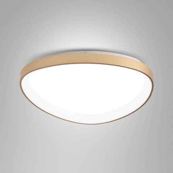 Plafoniera quirk ottone satinato led 56w 2700k 3200k 4000k fabas luce