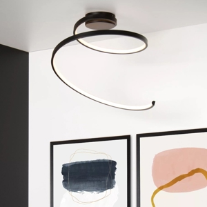 Plafoniera moderna nera design spirale led dimmerabile 3000k