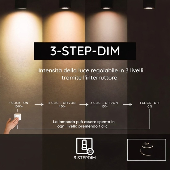 Plafoniera moderna nera design spirale led dimmerabile 3000k