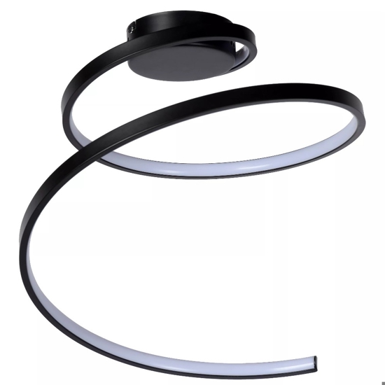 Plafoniera moderna nera design spirale led dimmerabile 3000k