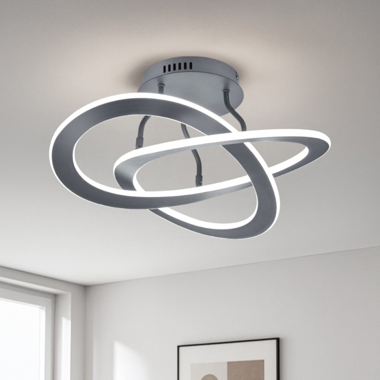 Plafoniera led design antracite 40w 3000k dimmerabile per soggiorno
