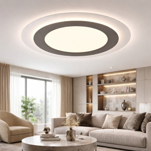 Plafoniera nickel rotonda led 2700k a 6500k moderna con telecomando