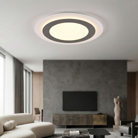 Plafoniera nickel rotonda led 2700k a 6500k moderna con telecomando