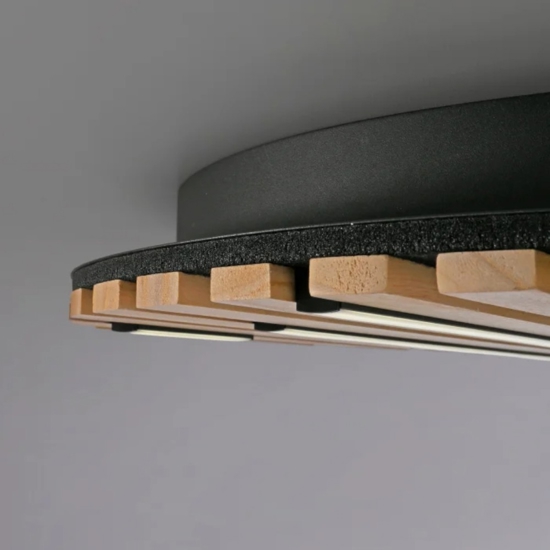 Plafoniera in legno con pannello acustico led 2700k a 5000k con telecomando app