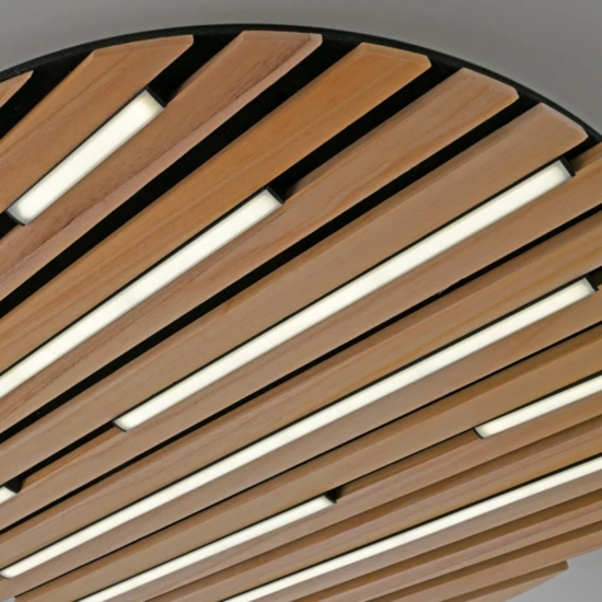 Plafoniera in legno con pannello acustico led 2700k a 5000k con telecomando app