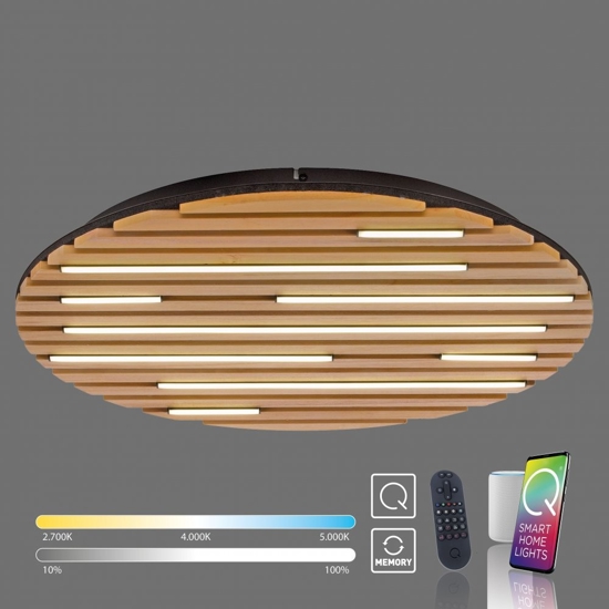 Plafoniera in legno con pannello acustico led 2700k a 5000k con telecomando app