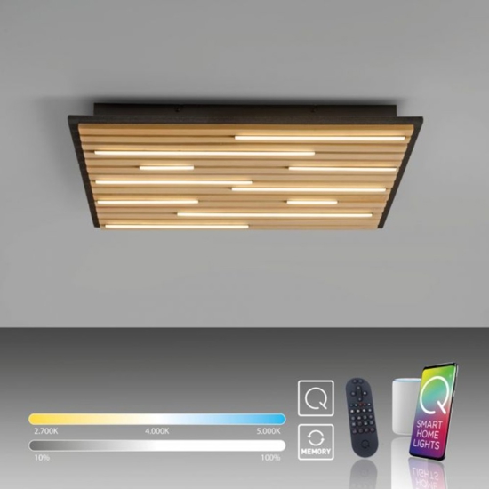 Plafoniera di legno quadrata con pannello acustico led 2700k a 5000k