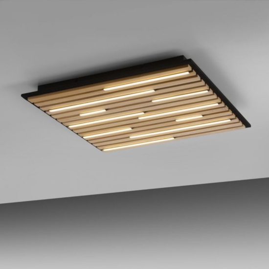 Plafoniera di legno quadrata con pannello acustico led 2700k a 5000k