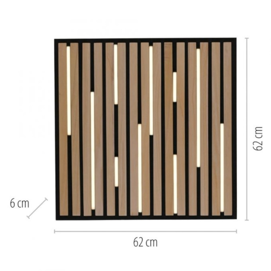 Plafoniera di legno quadrata con pannello acustico led 2700k a 5000k