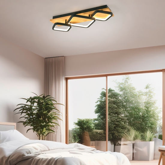 Plafoniera di legno moderna led 32w 3000k dimmerabile