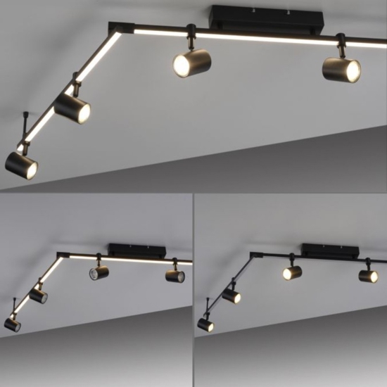 Plafoniera da soffitto nera con faretti led 3000k orientabili doppia luce