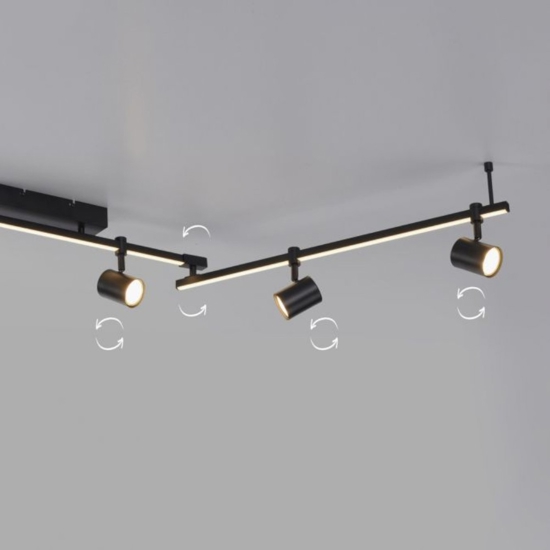 Plafoniera da soffitto nera con faretti led 3000k orientabili doppia luce