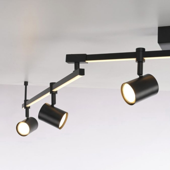 Plafoniera da soffitto nera con faretti led 3000k orientabili doppia luce