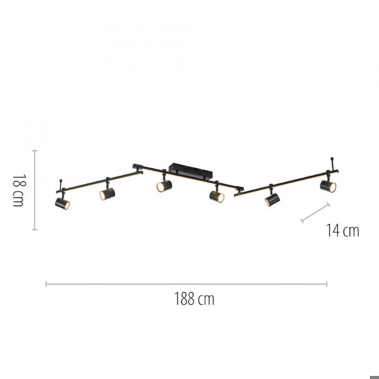 Plafoniera da soffitto nera con faretti led 3000k orientabili doppia luce
