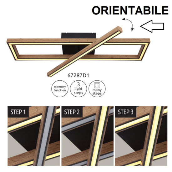 Plafoniera di legno led 36w 3000k dimmerabile