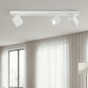 Plafoniera bianca con 3 spot lampade orientabili oddy perenz