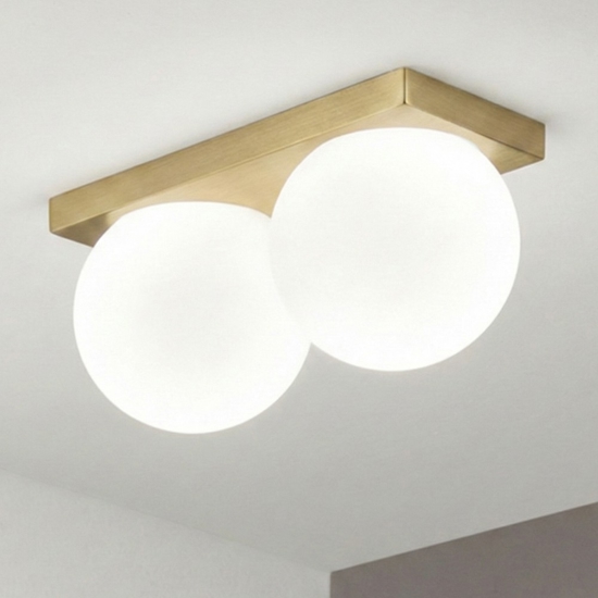 Plafoniera led oro ottone brunito sfere di vetro dot perenz