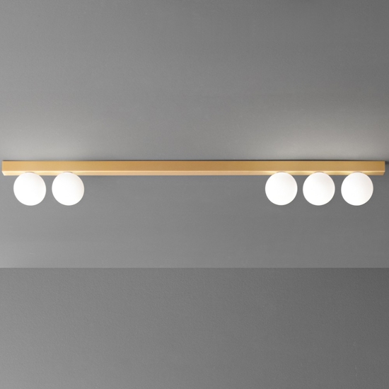 Plafoniera oro con sfere per salotto moderno snooky perenz