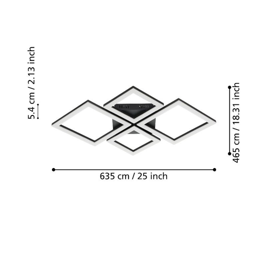 Paranday eglo plafoniera led design moderno nera dimmerabile 3000k-6500k